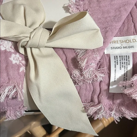 Studio McGee Bundle Purple/Cream Jaquard Throw Blanket & Pillow